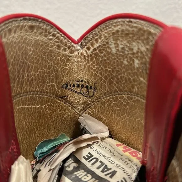 💙♥️ Vintage Diamond J Red & Navy Justin Roper Cowboy Boots - Picture 7 of 9